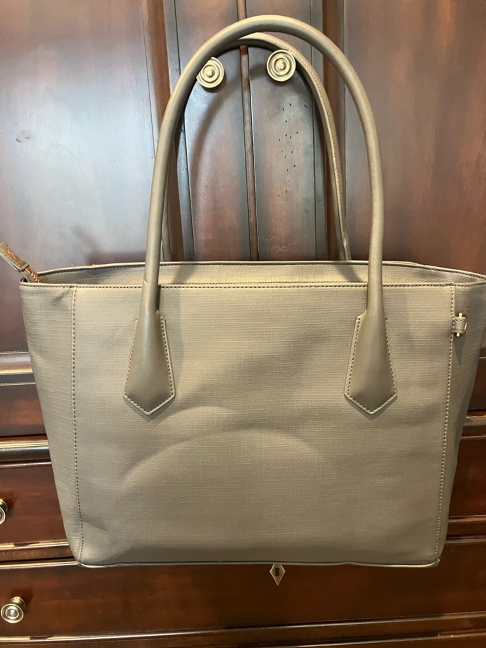 Dagne Dover Signature Tote Legend Classic Structured Tote Bag in Taupe